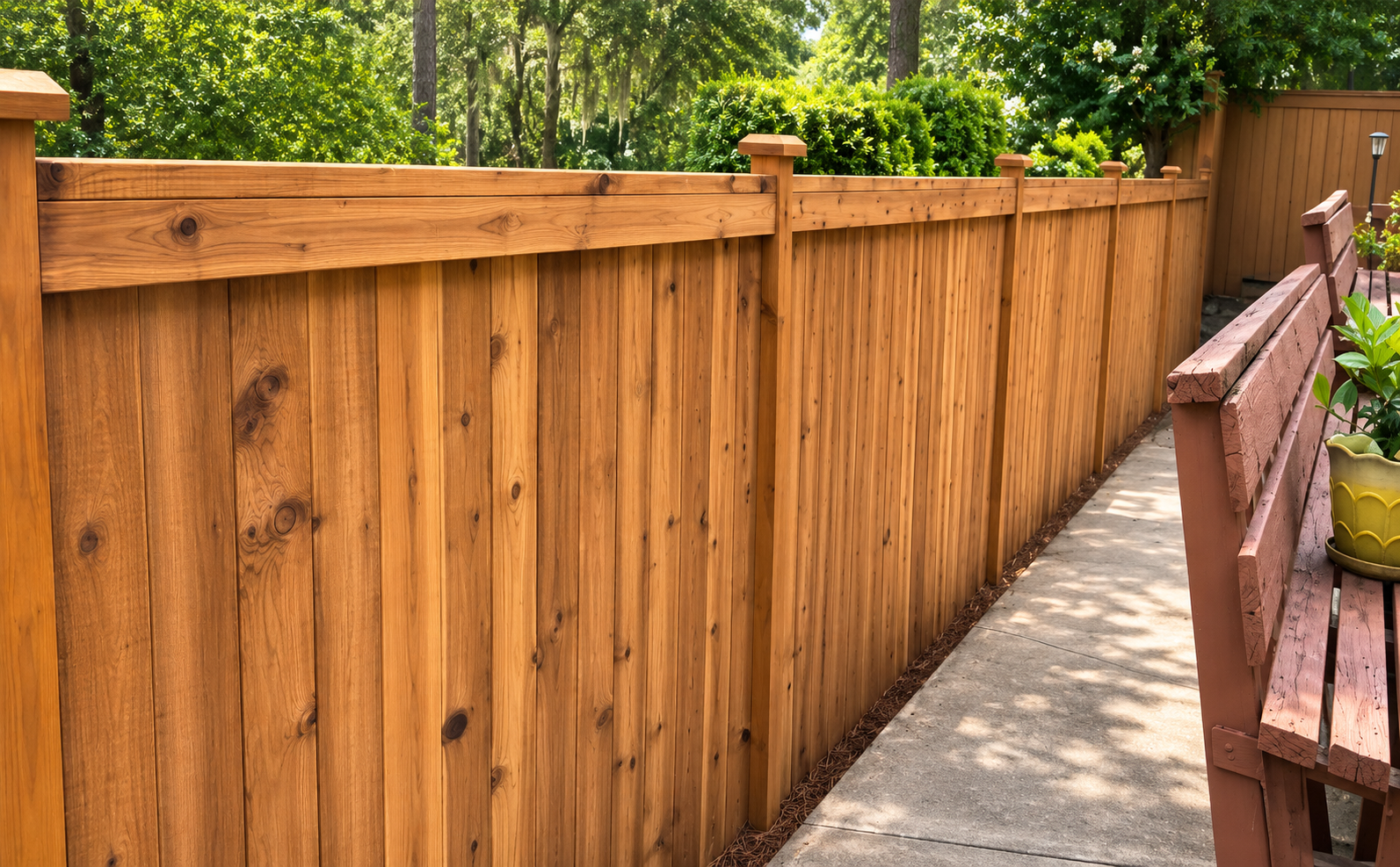 Wood privacy fence installed by Ground Hog Fencing